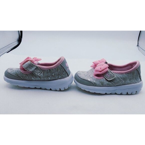 Sketchers memory foam grey pink bow toddler girl shoes size 5 - Picture 4 of 10